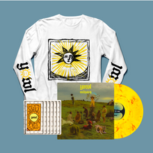Load image into Gallery viewer, Milksick – Limited Edition Yellow+Red Marble 12” Vinyl + Long-Sleeve Shirt + Tarot Cards Bundle